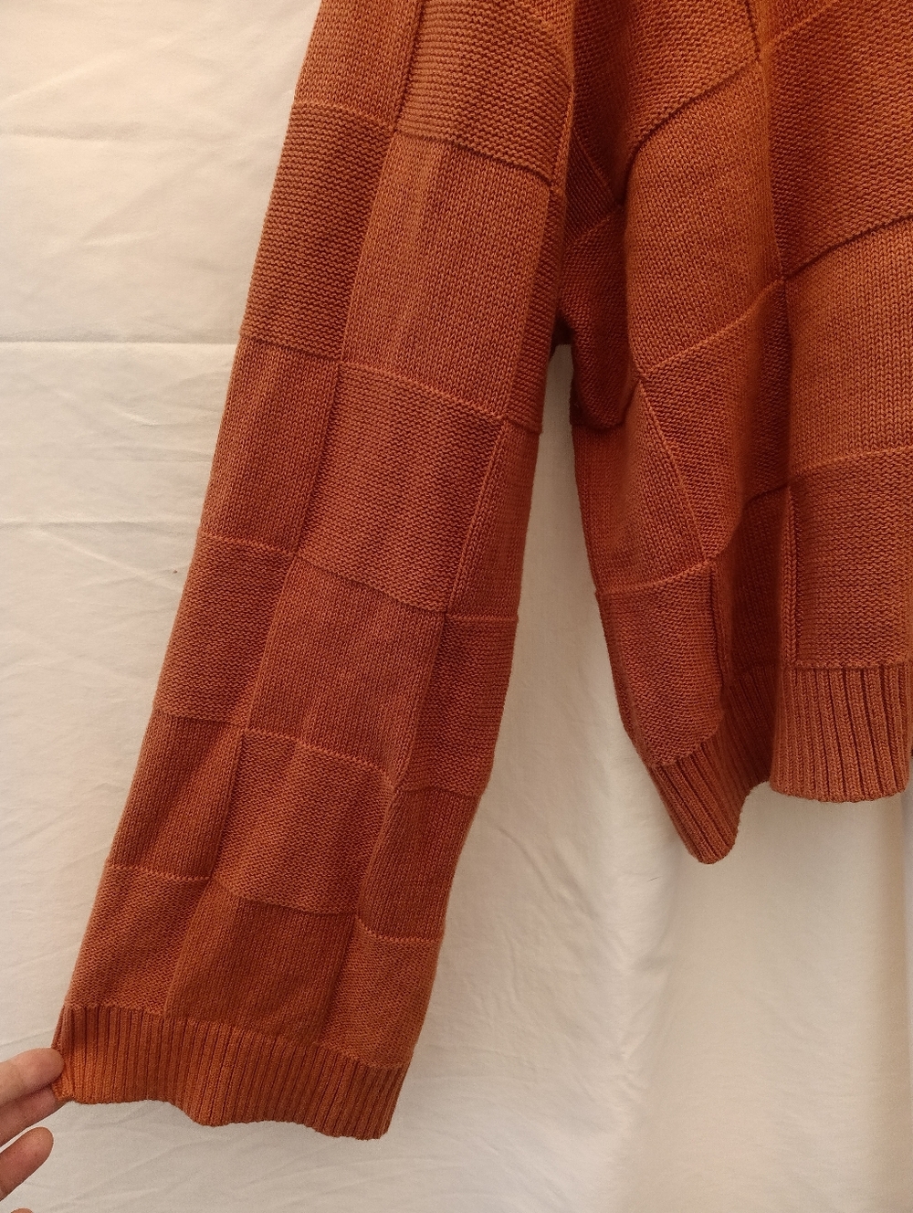 Vans Cammile Cropped Sweater Orange Checkered Knit Boxy Fit 100% Cotton - Picture 4 of 5